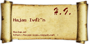Hajas Iván névjegykártya